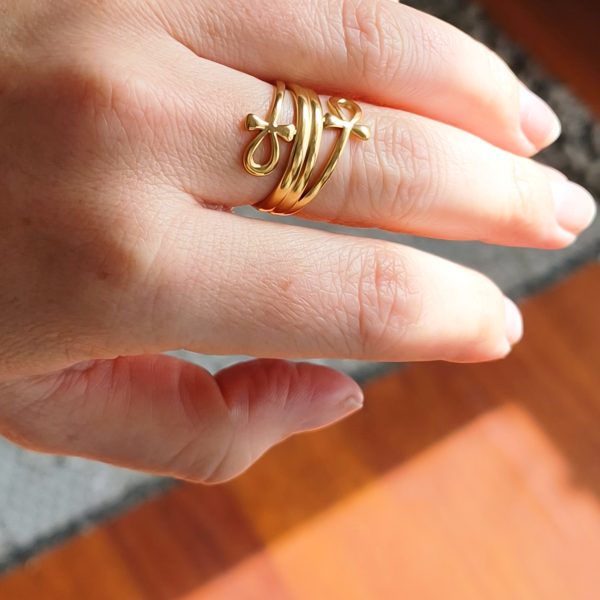 anillo cruz de ankh ajustable